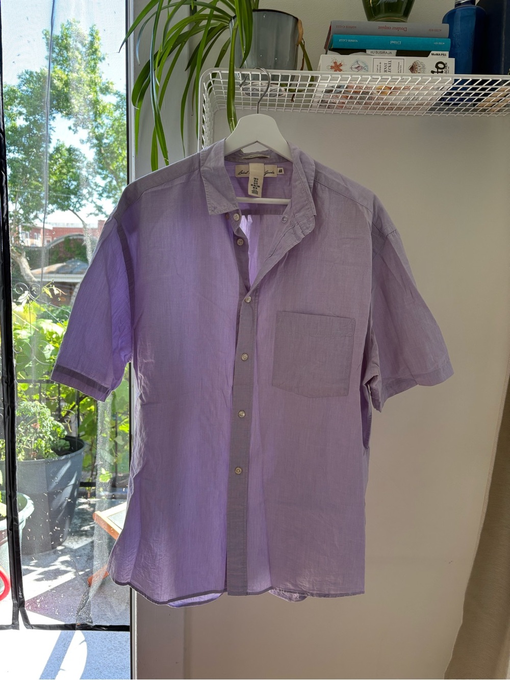 Unisex Lavender Short-Sleeve Button-Up Shirt